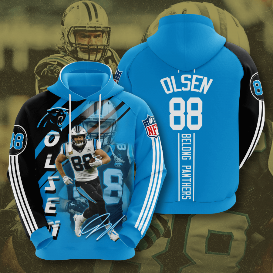 Carolina Panthers Panthers Greg Olsen 2020 3d Style All Over Bestseller Hoodie 3d Navy Heather Size 3xl