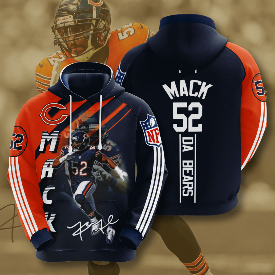 Chicago Bears Khalil Mack 2020 3d Style All Overprint Shirts Hoodie 3d Black Size 4xl