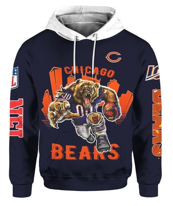 Chicago Bears Nfl Fan Pullover And Zippered Hoodies Custom 3d Graphic Printed 3d Hoodie All Over Print Hoodie For Men For Women