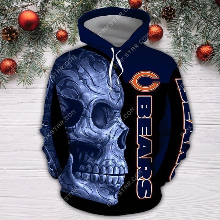 Chicago Bears Nfl Skull Pullover And Zippered Hoodies Custom 3d Graphic Printed 3d Hoodie For Men For Women W4v02