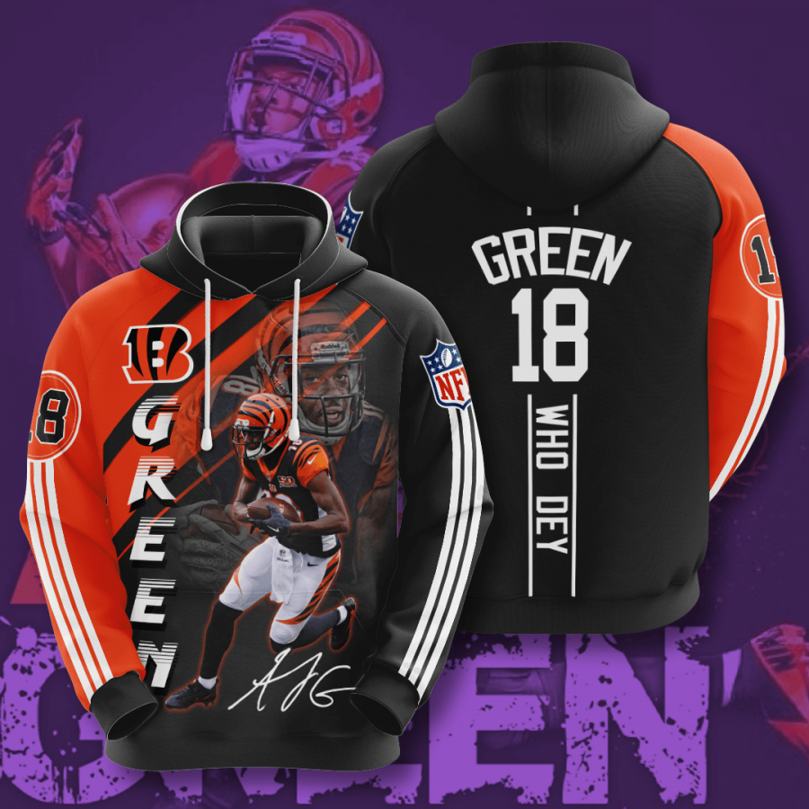 Cincinnati Bengals Aj Green 2020 3d Shirt All Overprint Unisex Hoodie 3d Navy Size X