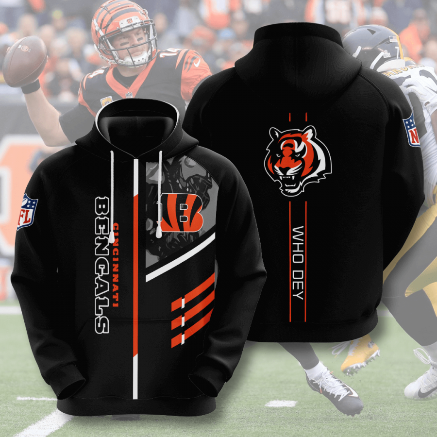 Cincinnati Bengals Hoodie 2020 3d Shirt All Overprint V-neck Hoodie 3d Sport Grey Size 3xl