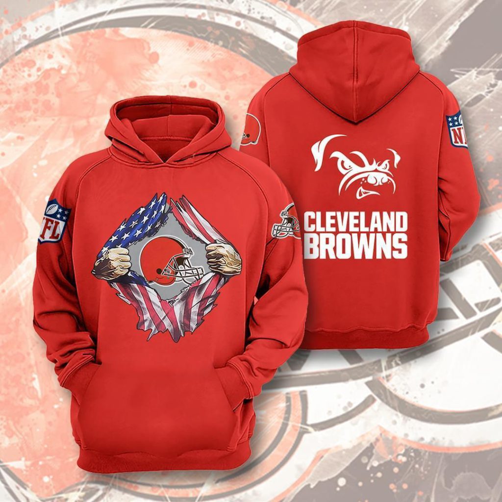 Cleveland Browns Nfl American Ripped 3d Full Over Print Hoodie Sweater Tshirt