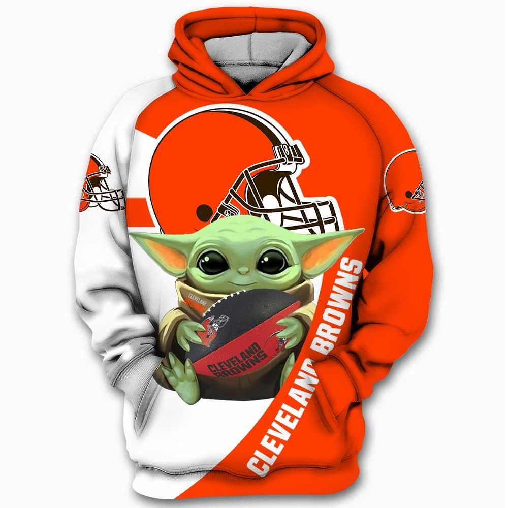 Cleveland Browns Nfl Baby Yoda 3d Printed Hoodiesthe Mandalorian Star Wars 2020 3d Graphic Printed Shirts Dze21