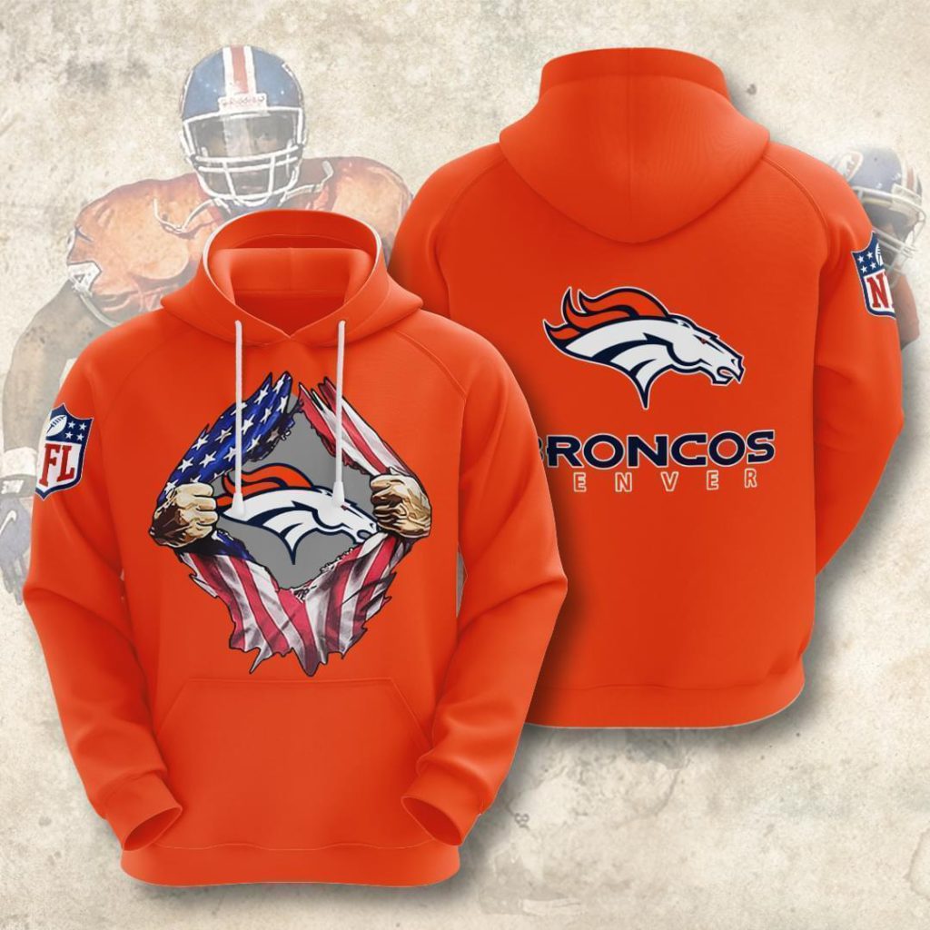 Denver Broncos Nfl American Ripped 3d Full Over Print Hoodie Sweater Tshirt Quqz9