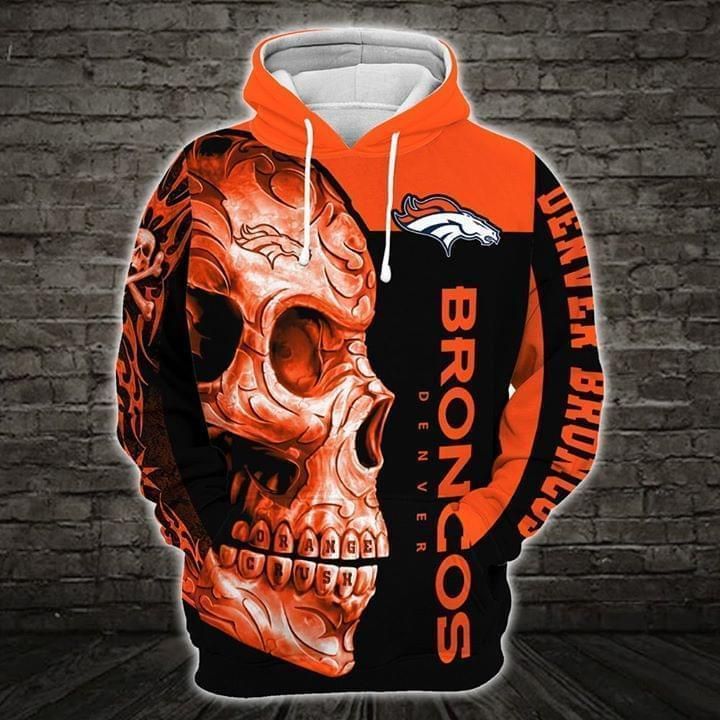 Denver Broncos Nfl Skull 3d Hoodie For Men For Women All Over Printed Hoodie