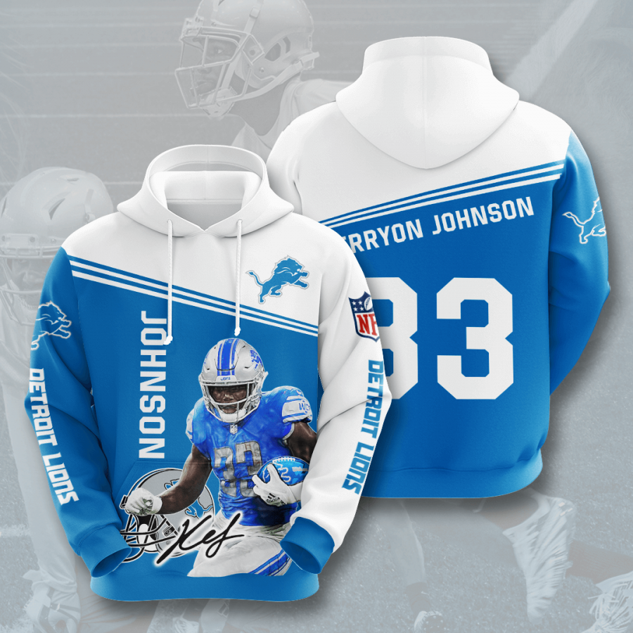 Detroit Lions Kerryon Johnson Hoodie 2020 3d Style All Overp Sweatshirt Hoodie 3d Royal Size 2xl