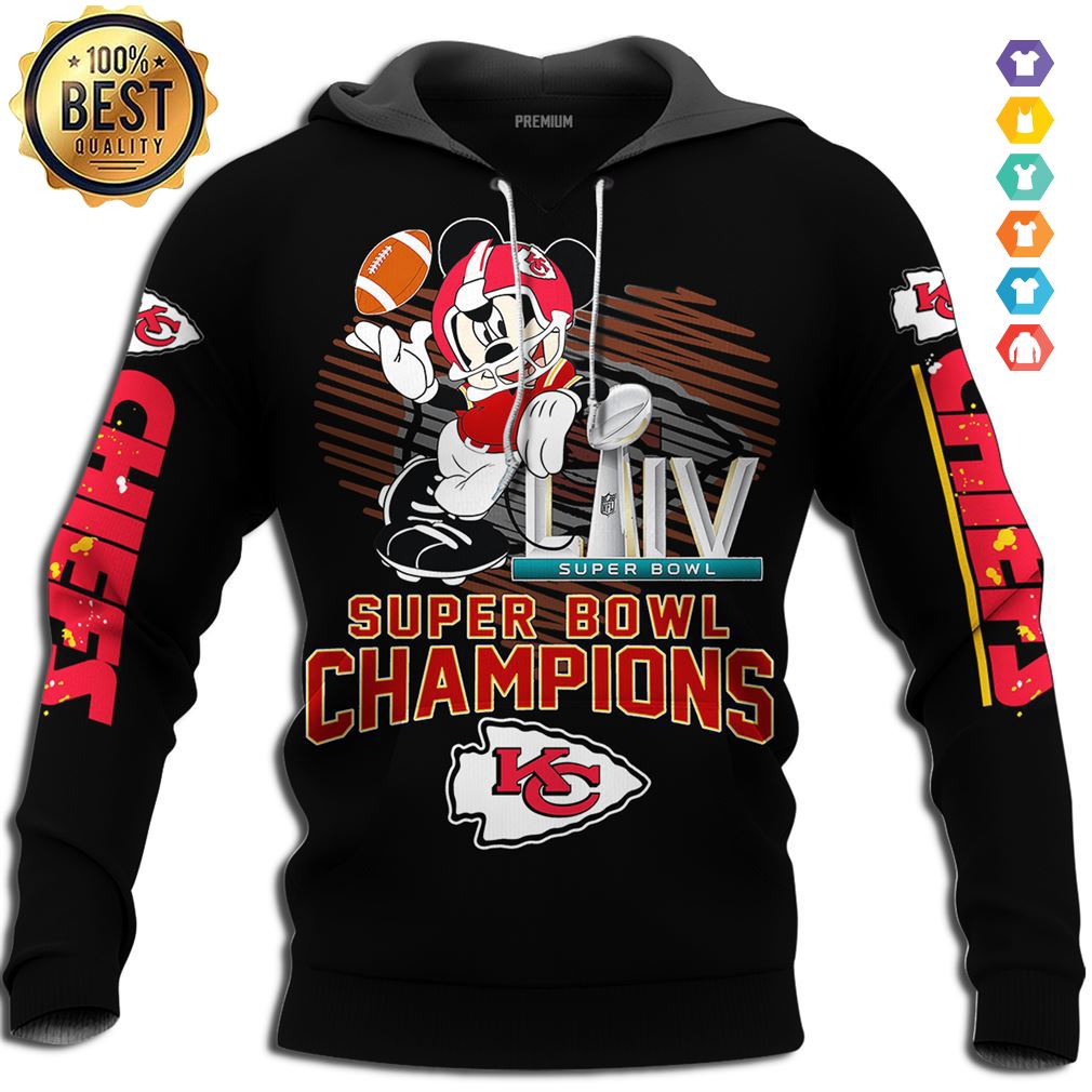 Disney Mickey Kansas City Chiefs Super Bowl Champions Tshirt Classic Tee Hoodie 3d Forest Green Size L