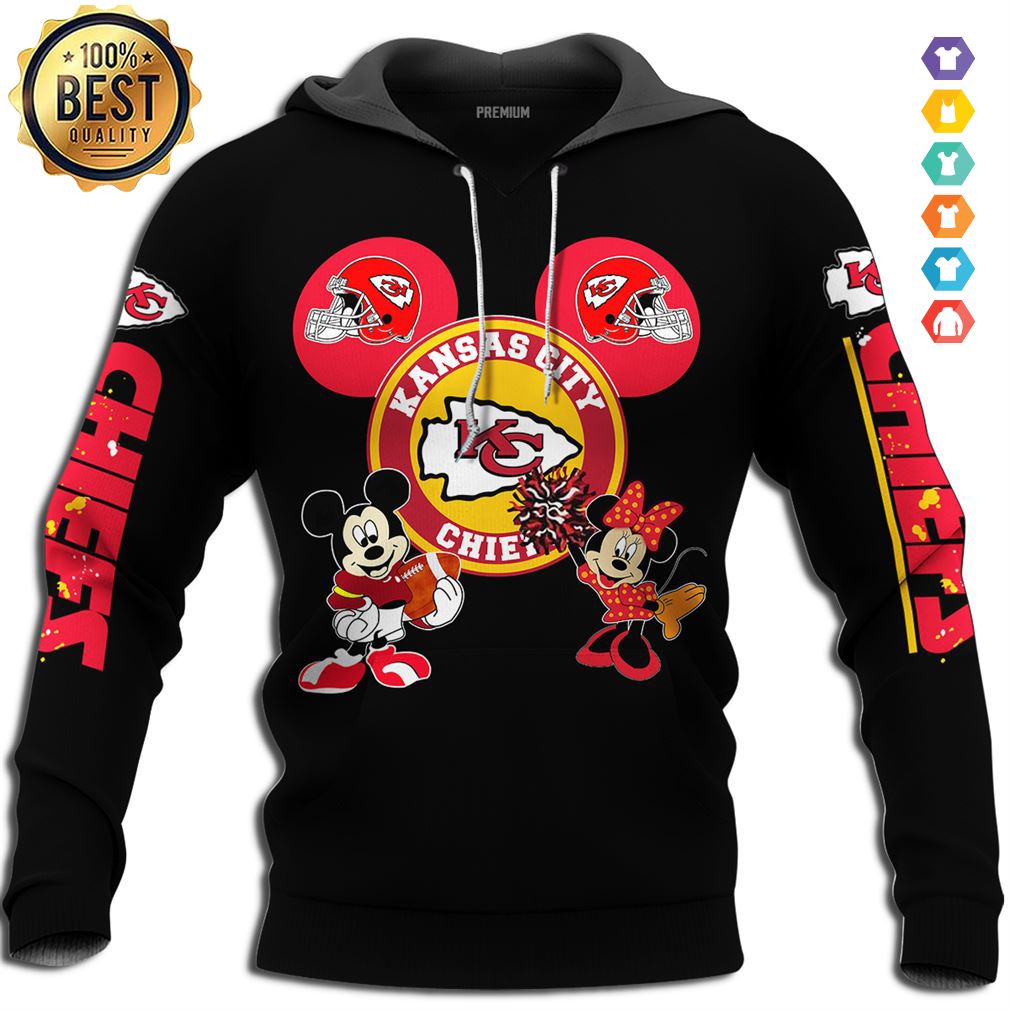 Disney Mickey Minnie Kansas City Chiefs Tshirt Hoodie Sweate Classic Tee Hoodie 3d Forest Green Size L