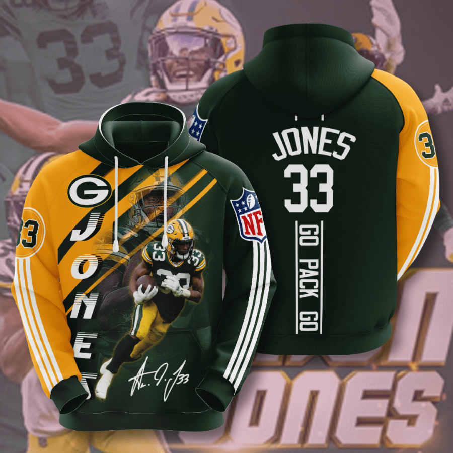 Green Bay Packers Aaron Jones 2020 3d Shirt All Overprint Tee Shirt Hoodie 3d Sport Grey Size 2xl