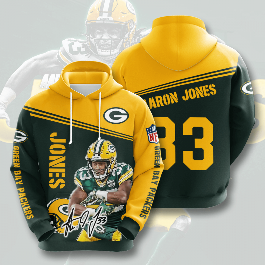 Green Bay Packers Aaron Jones Hoodie 2020 All Over Print Shi Tee Shirt Hoodie 3d Sport Grey Size 2xl