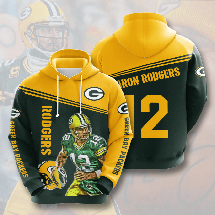 Green Bay Packers Aaron Rodgers Hoodie 2020 3d Style All Ove Tee Shirt Hoodie 3d Sport Grey Size 2xl Nvo9r