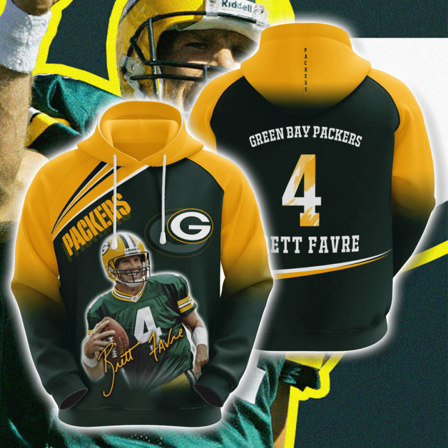 Green Bay Packers Brett Favre Form 2020 3d Style All Overpri Best Gift Hoodie 3d Navy Heather Size L Y3rpx