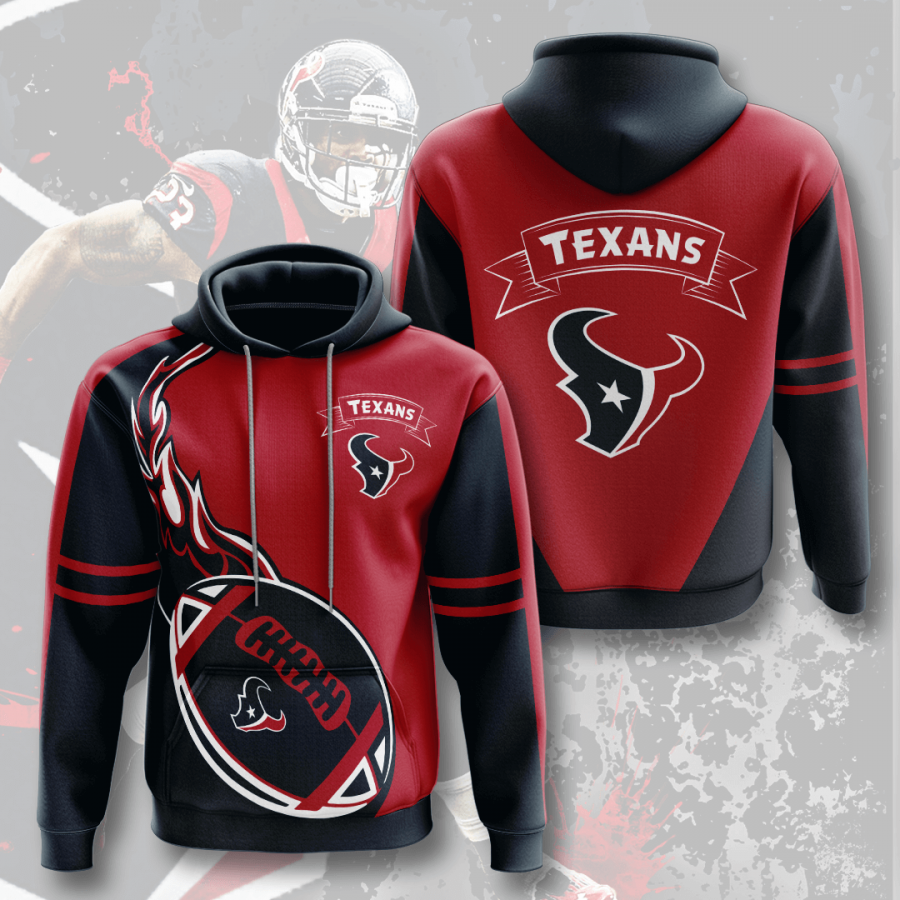 Houston Texans Hoodie 2020 3d Style All Overprint Hoodie Hoodie 3d Red Size M