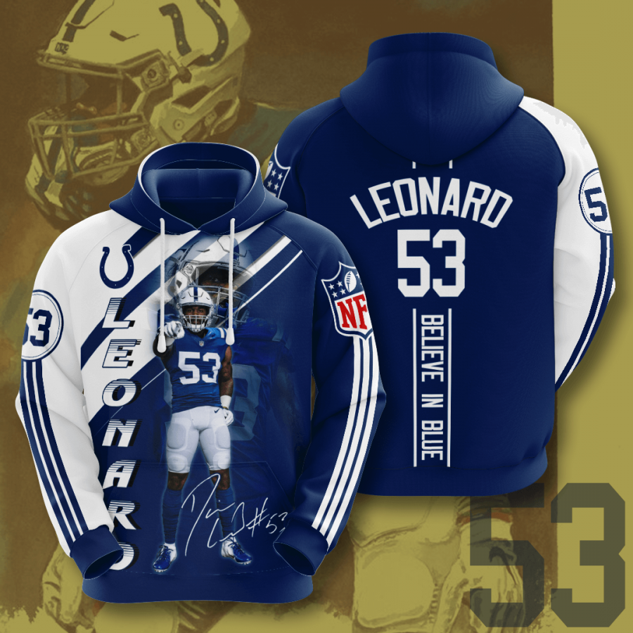 Indianapolis Colts Nfl Darius Leonard Men And Women 3d Full Printing Hoodie Shirt H0xy2