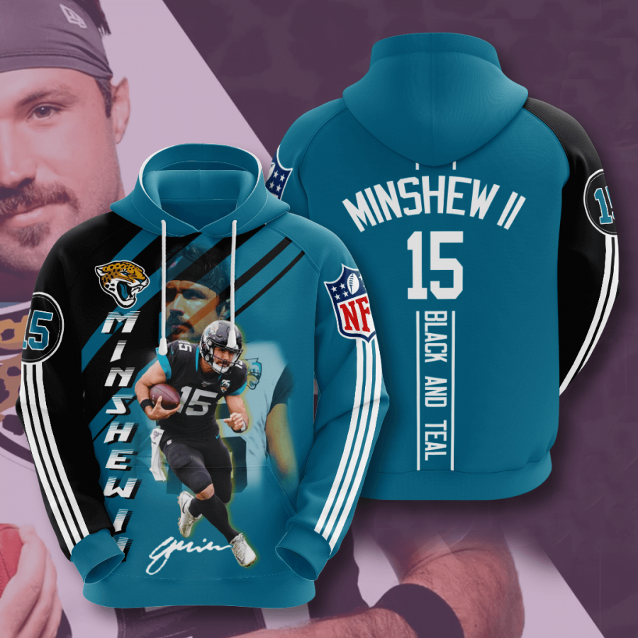 Jacksonville Jaguars Gardner Minshew Ii 2020 3d Style All Ov Vneck Hoodie 3d Sport Grey Size L