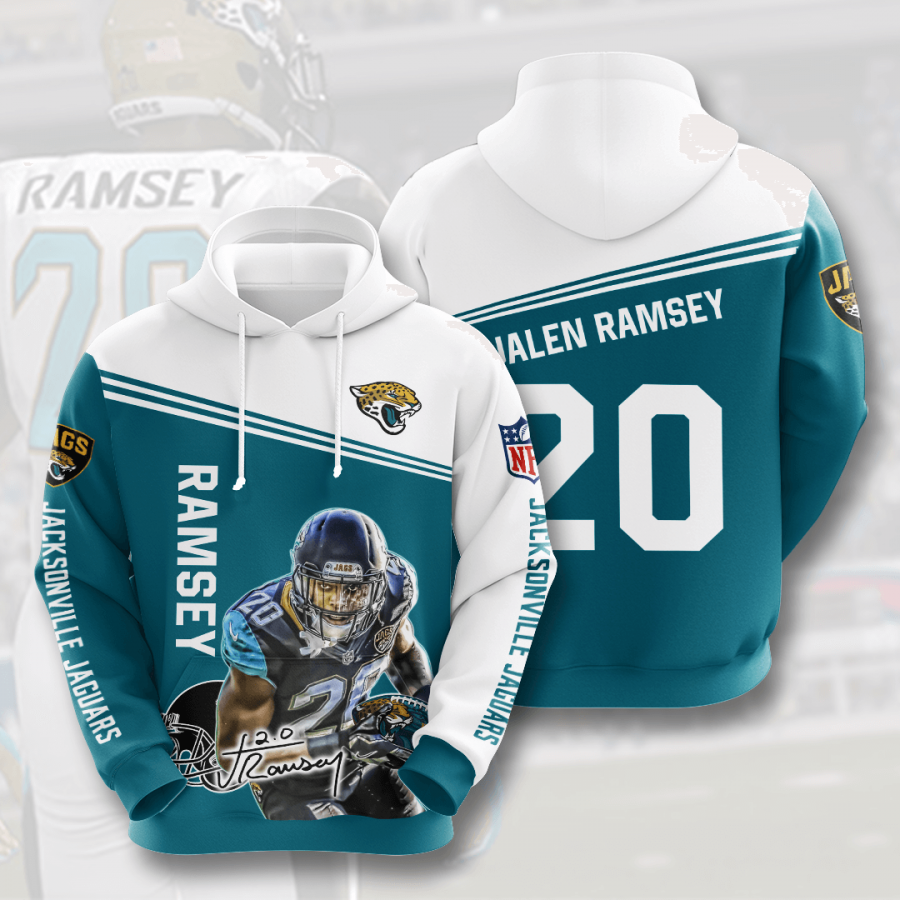 Jacksonville Jaguars Jalen Ramsey Hoodie 2020 3d Style All O Vneck Hoodie 3d Sport Grey Size L