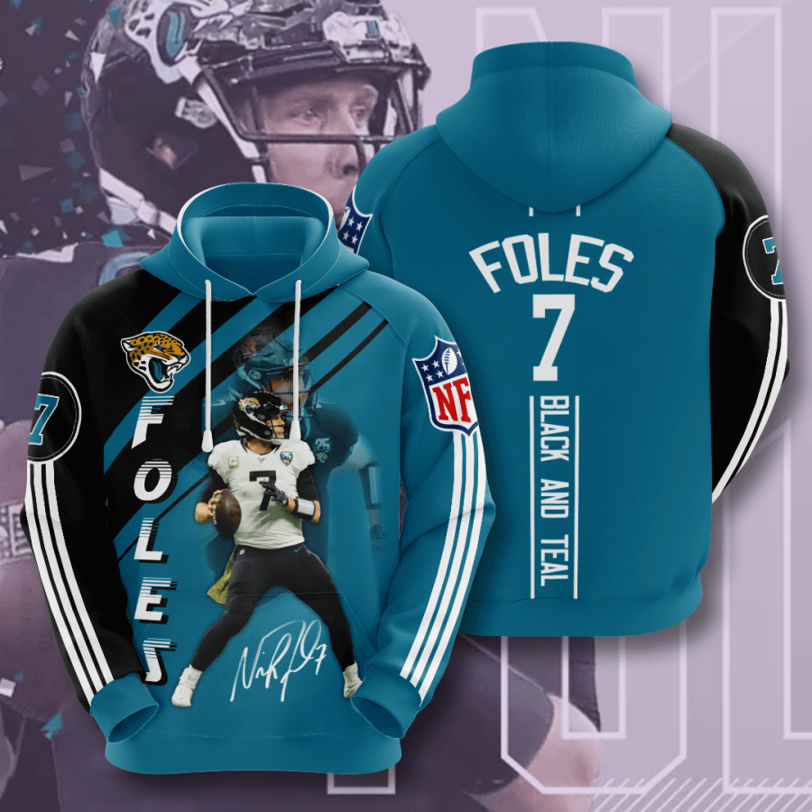 Jacksonville Jaguars Nick Foles 2020 3d Style All Overprint Bestseller Hoodie 3d Navy Heather Size L