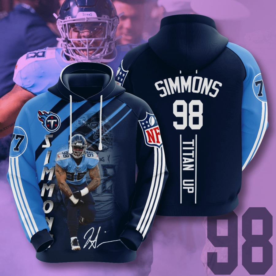 Jeffery Simmons Tennessee Titans Nfl 3d Hoodie Tennessee Titans Custom 3d Hoodie All Over Print U1aqp