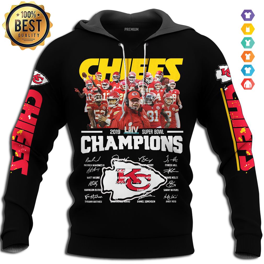 Kansas City Chiefs 2019 Super Bowl Liv Champions Tshirt Hood Clothes Hoodie 3d Navy Size X