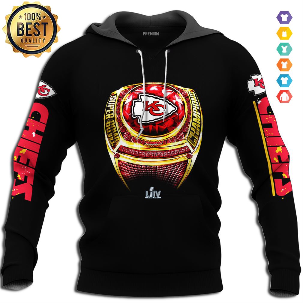 Kansas City Chiefs 2020 Super Bowl Ring Tshirt Hoodie Sweate Tshirt T-shirt 3d Black Size Up To 5xl