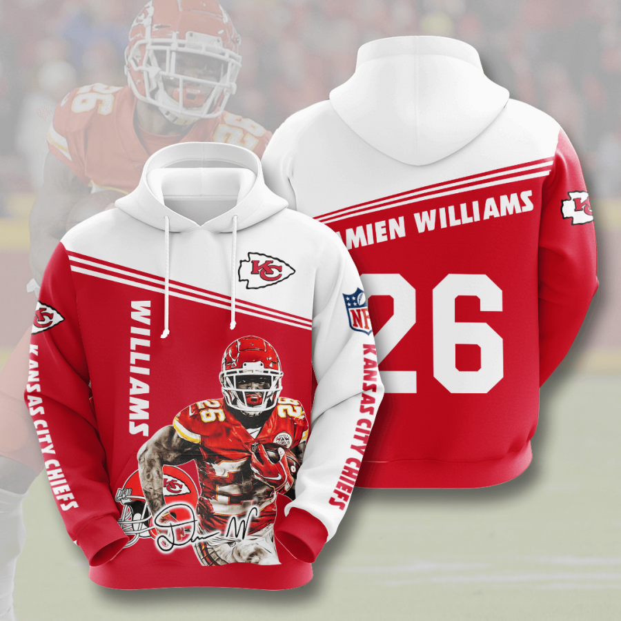 Kansas City Chiefs Damien Williams Hoodie 2020 3d Style All Tee Shirt Hoodie 3d Sport Grey Size 3xl