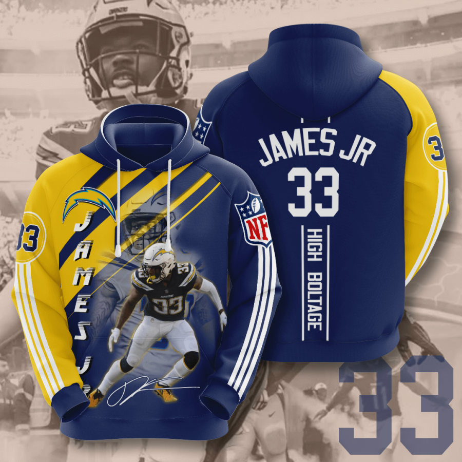 Los Angeles Chargers Derwin James 2020 3d Shirt All Overprin Sweatshirt Hoodie 3d Royal Size 2xl