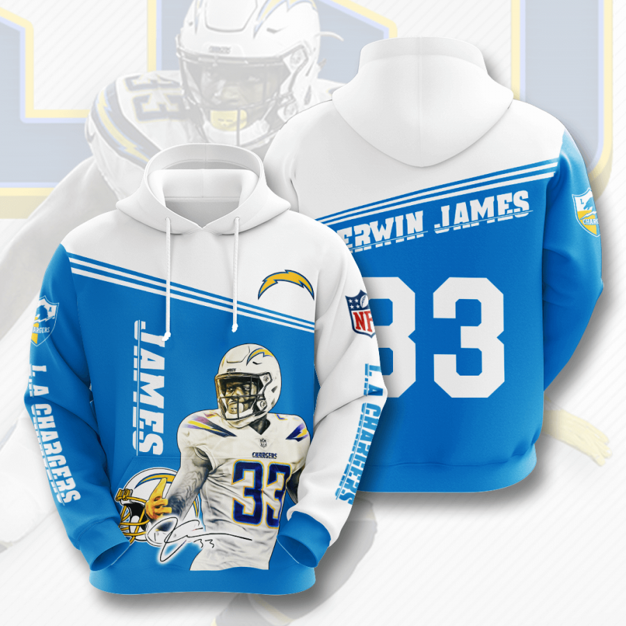 Los Angeles Chargers Derwin James Hoodie 2020 All Over Print Sweatshirt Hoodie 3d Royal Size 2xl