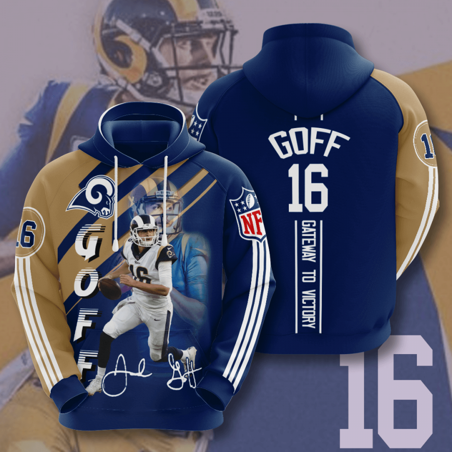 Los Angeles Rams Jared Goff 2020 3d Style All Overprint Tshirt Hoodie 3d Black Size Xl