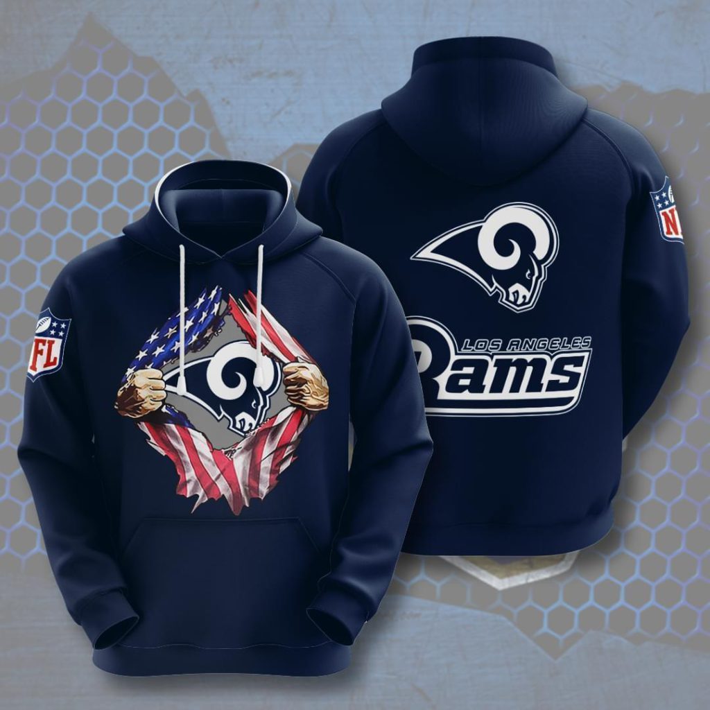 Los Angeles Rams Nfl American Ripped 3d Full Over Print Hoodie Sweater Tshirt Yooaz