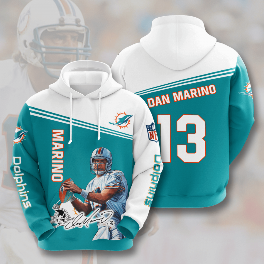 Miami Dolphins Dan Marino Hoodie 2020 3d Shirt All Overprint Vneck Hoodie 3d Sport Grey Size L