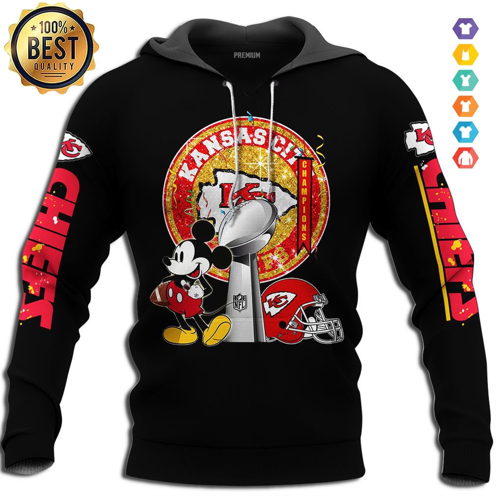 Mickey Kansas City Chiefs 2020 Super Bowl Champions Tshirt H Apparel Hoodie 3d Navy Size X