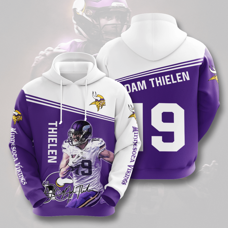 Minnesota Vikings Adam Thielen Hoodie 2020 3d Shirt All Over Shirts Hoodie 3d Black Size Xl