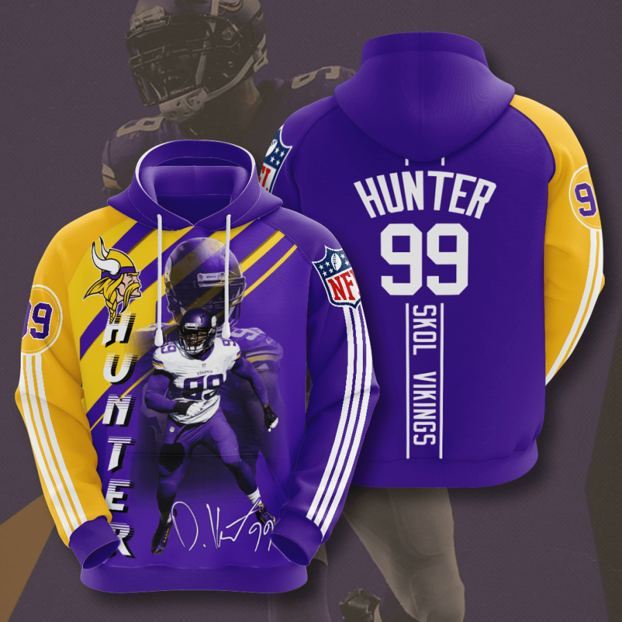 Minnesota Vikings Danielle Hunter 2020 3d Style All Overprin Long Sleeve Hoodie 3d Royal Size M