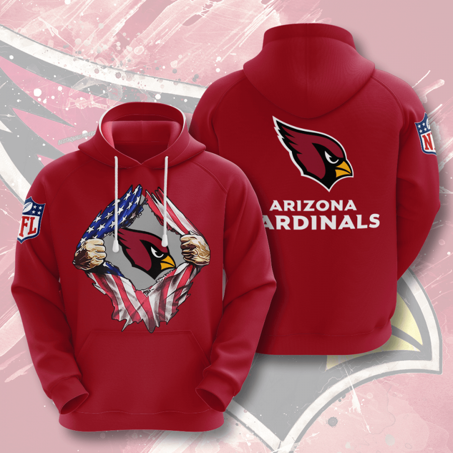 Nfl Arizona Cardinals 3d Hoodie Custom Printing Team Color Plus Size Up To 5xl