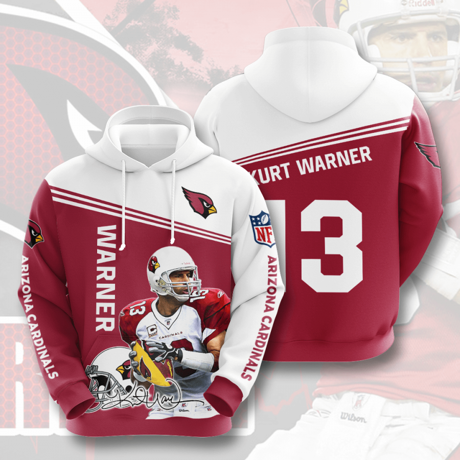 Nfl Arizona Cardinals Kurt Warner 3d Hoodie Custom Printing Team Color Plus Size Up To 5xl