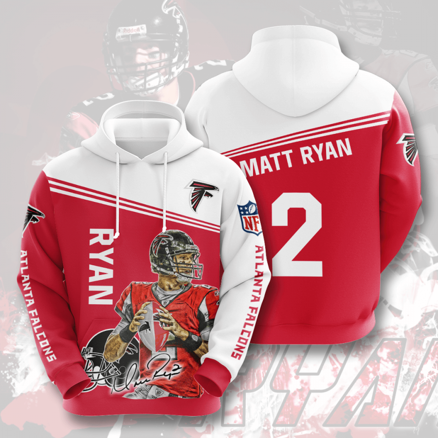 Nfl Atlanta Falcons Matt Ryan 3d Hoodie Custom Printing Team Color Plus Size Up To 5xl