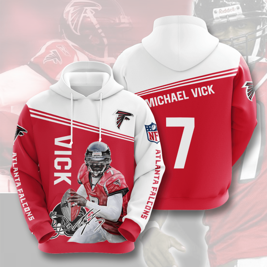 Nfl Atlanta Falcons Michael Vick 3d Hoodie Custom Printing Team Color Plus Size Up To 5xl