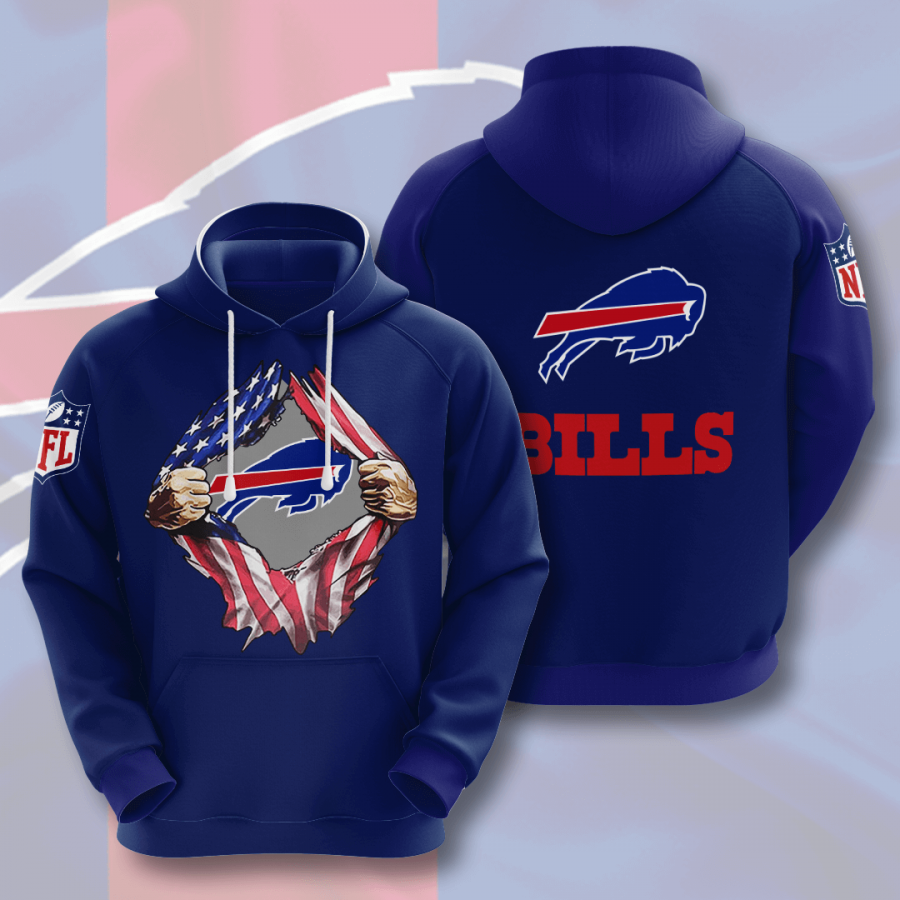 Nfl Buffalo Bills 3d Hoodie Custom Printing Team Color Plus Size Up To 5xl