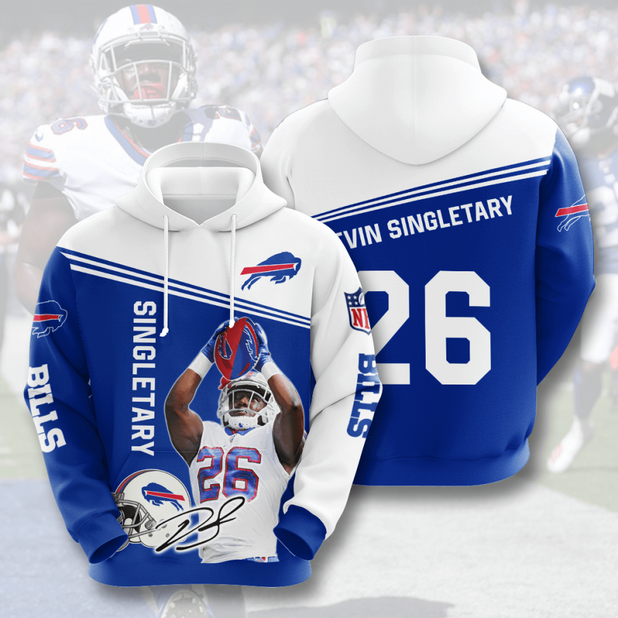 Nfl Buffalo Bills Devin Singletary 3d Hoodie Custom Printing Team Color Plus Size Up To 5xl