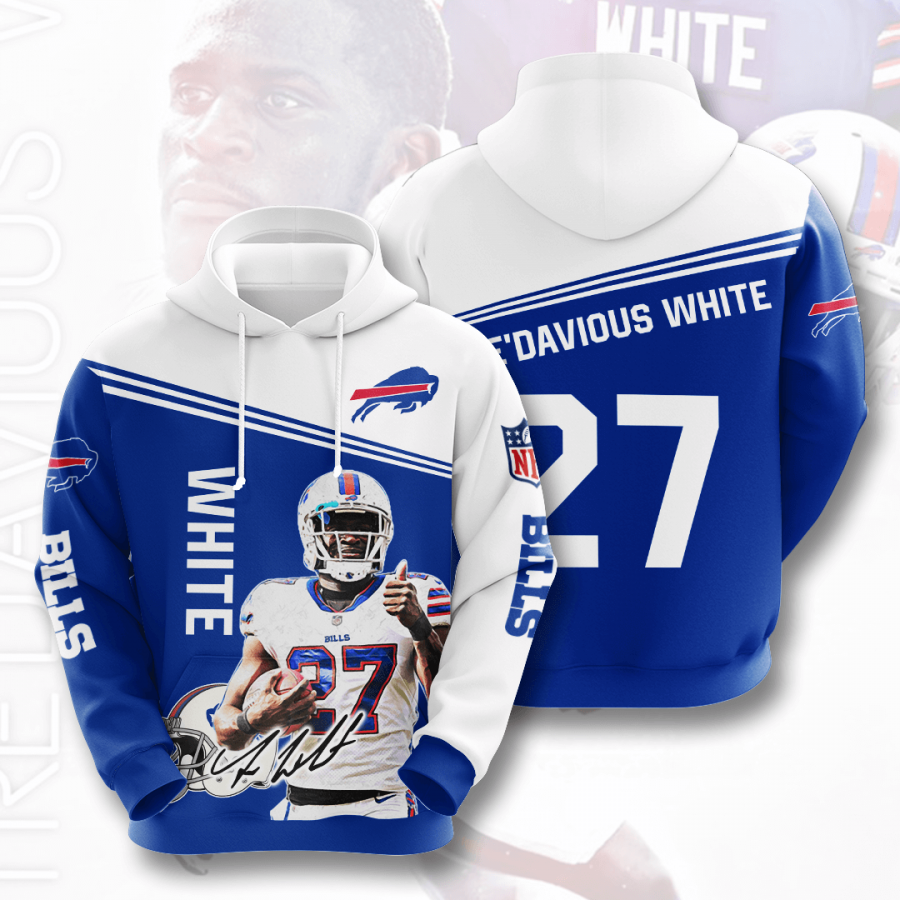 Nfl Buffalo Bills Tredavious White 3d Hoodie Custom Printing Team Color Plus Size Up To 5xl