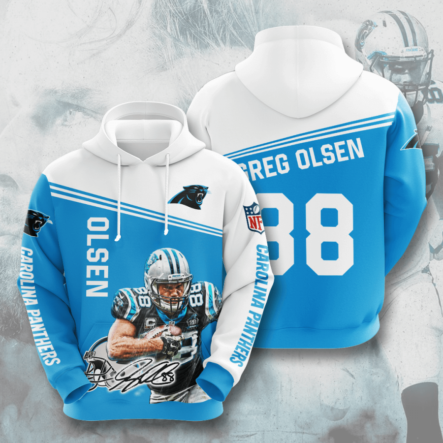 Nfl Carolina Panthers Greg Olsen 3d Hoodie Custom Printing Team Color Plus Size Up To 5xl