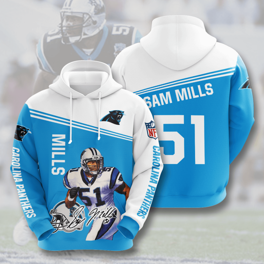 Nfl Carolina Panthers Sam Mills 3d Hoodie Custom Printing Team Color Plus Size Up To 5xl