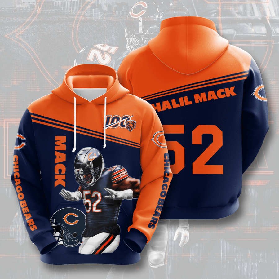 Nfl Chicago Bears 3d Hoodie Custom Printing Team Color Plus Size Up To 5xl J4n9y