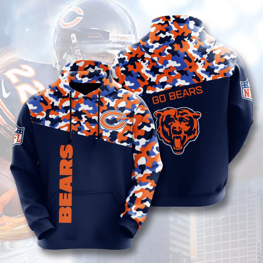 Nfl Chicago Bears 3d Hoodie Custom Printing Team Color Plus Size Up To 5xl Pstu0