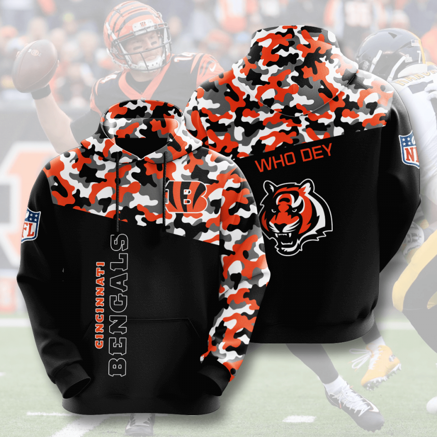 Nfl Cincinnati Bengals 3d Hoodie Custom Printing Team Color Plus Size Up To 5xl 9s05a