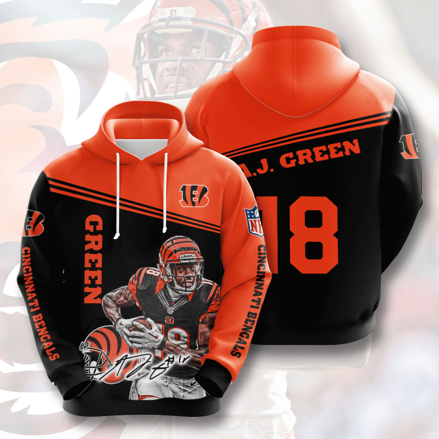 Nfl Cincinnati Bengals A J Green 3d Hoodie Custom Printing Team Color Plus Size Up To 5xl