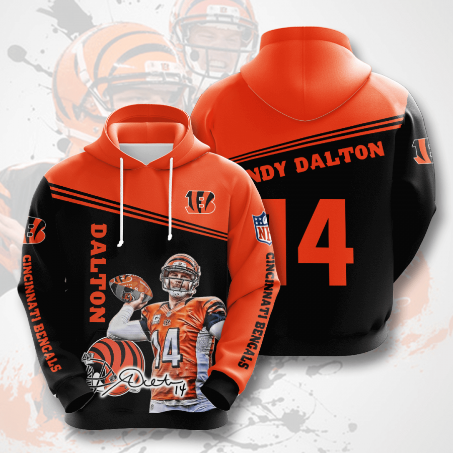 Nfl Cincinnati Bengals Andy Dalton 3d Hoodie Custom Printing Team Color Plus Size Up To 5xl