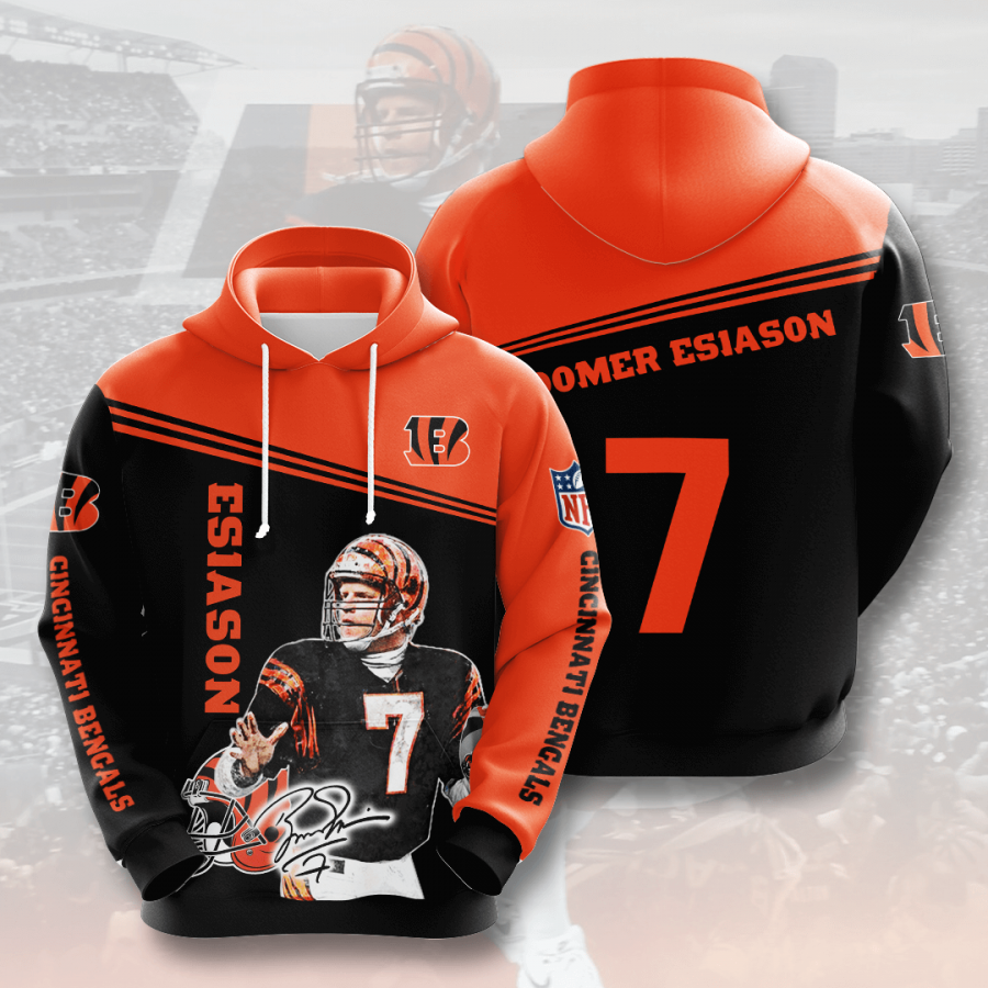 Nfl Cincinnati Bengals Boomer Esiason 3d Hoodie Custom Printing Team Color Plus Size Up To 5xl