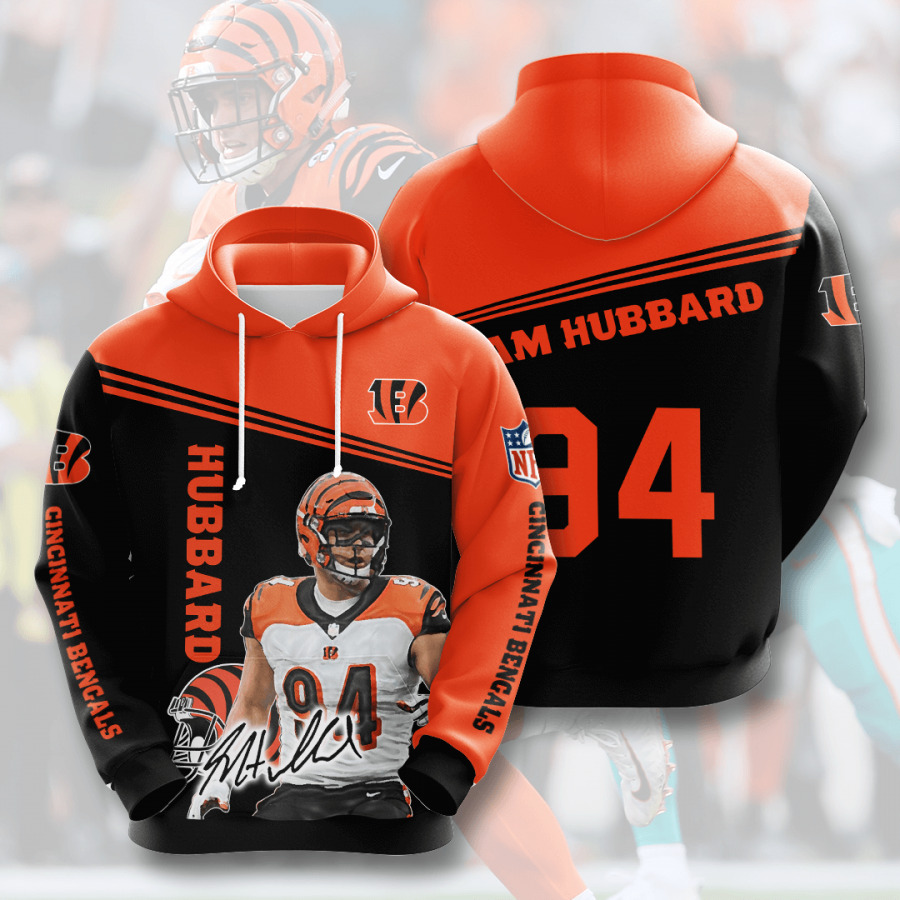 Nfl Cincinnati Bengals Sam Hubbard 3d Hoodie Custom Printing Team Color Plus Size Up To 5xl